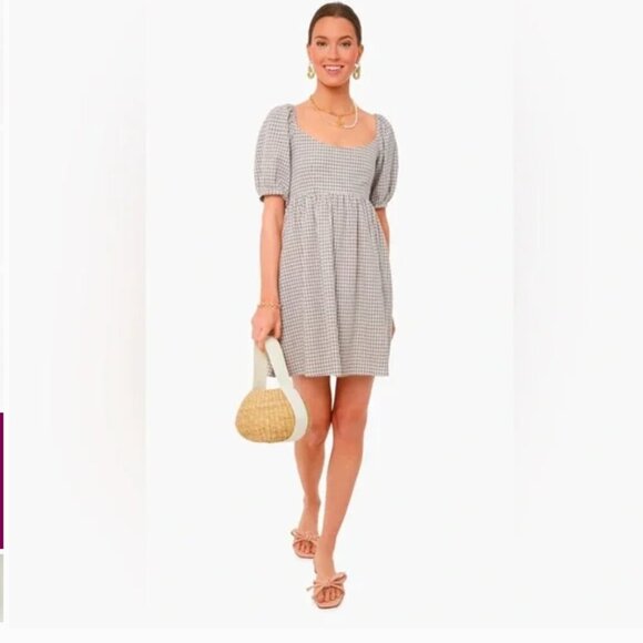 Tuckernuck Abigail Dress Mini Beachwood Gingham Plaid Tan Pomander Place XXXL - Picture 1 of 10